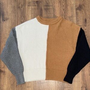 a new day Women's Colorblock Sweater - Cream, Tan, Gray, Black